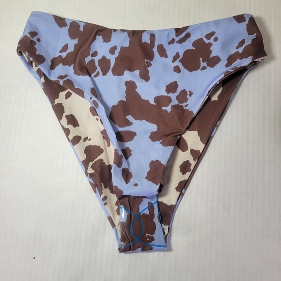 ASOS Design Cow Print Reversible High-Waisted Bikini Bottoms Swimwear Size US 8 - Picture 1 of 8